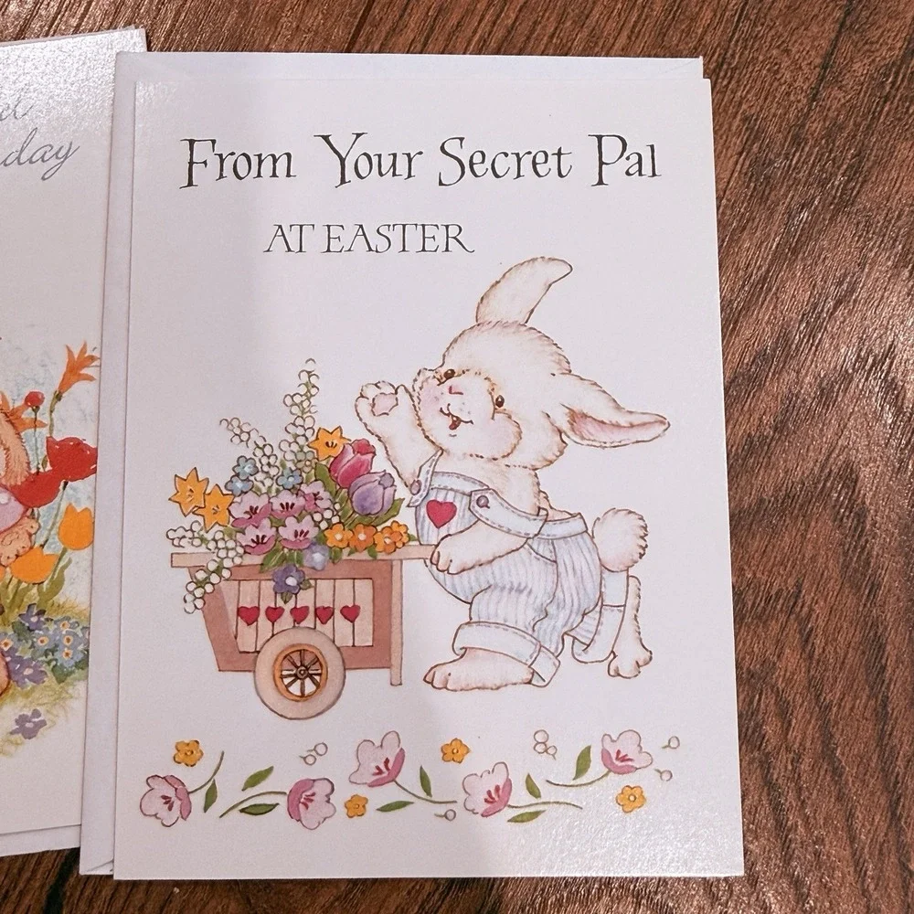 Lot 5 Vtg Secret Pal Cards Reveal Card New w/Envelopes‎ Retro Fun Ephemera